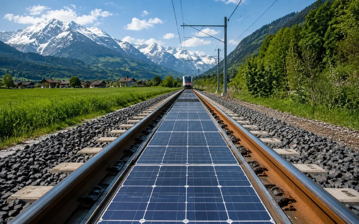 Panele słoneczne między torami: szwajcarski sposób na zieloną energię